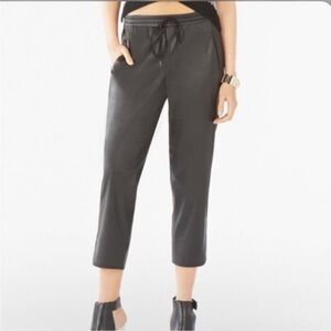 BCBGMaxAzria Black Pleather Cropped Pants Drawstring Waist